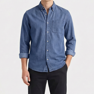 Driftlow - Long Sleeve Button-Down Men's Shirt Blue