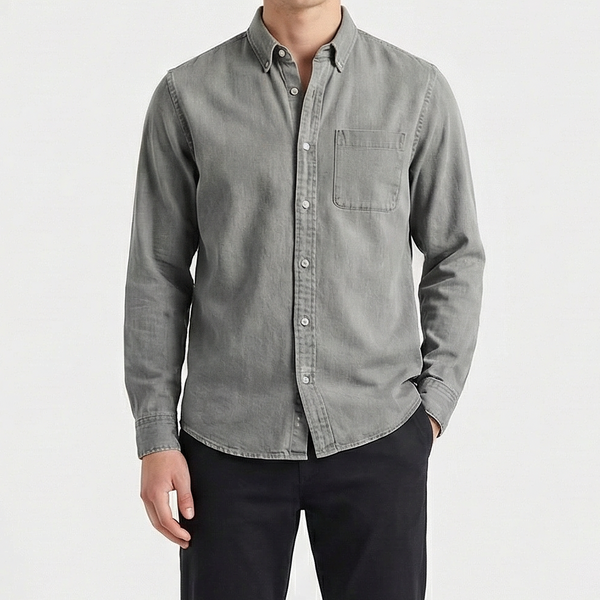 Driftlow - Long Sleeve Button-Down Men's Shirt Gray