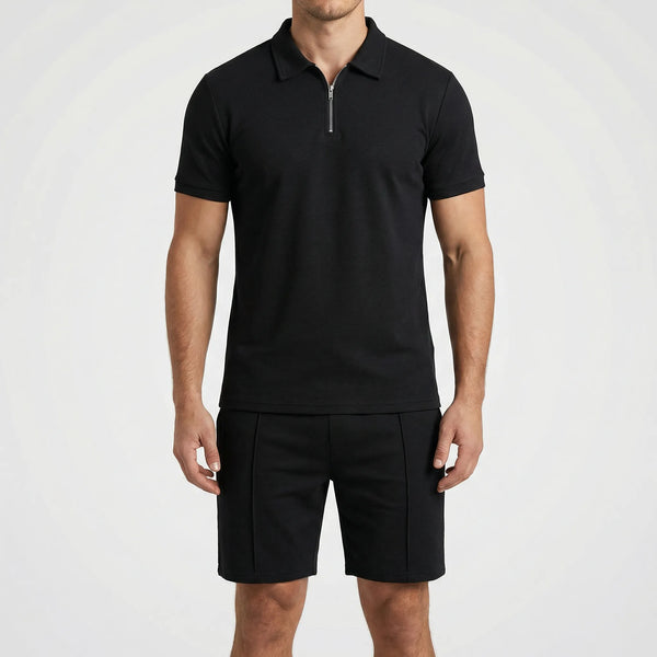 Driftlux - Matching Polo And Shorts Set For Men Black