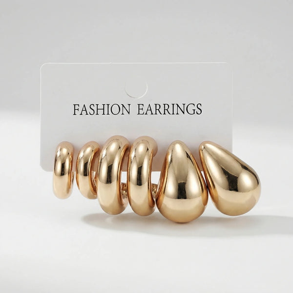 Dropelle - Chunky Hoop And Waterdrop Earring Set Aya6078001