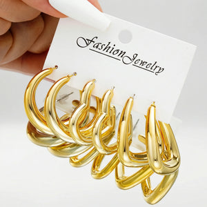 Dropelle - Chunky Hoop And Waterdrop Earring Set Aya6121501