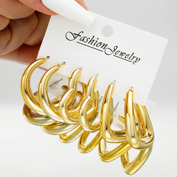 Dropelle - Chunky Hoop And Waterdrop Earring Set Aya6121501