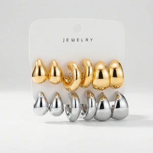 Dropelle - Chunky Hoop And Waterdrop Earring Set Aya01