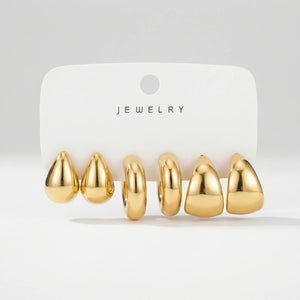 Dropelle - Chunky Hoop And Waterdrop Earring Set Aya5789201