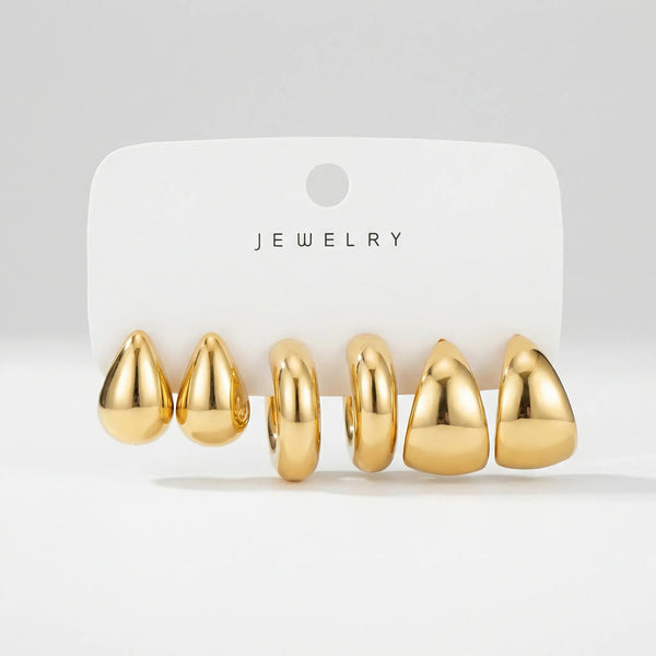 Dropelle - Chunky Hoop And Waterdrop Earring Set Aya5789201