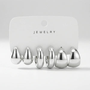 Dropelle - Chunky Hoop And Waterdrop Earring Set Aya5789202