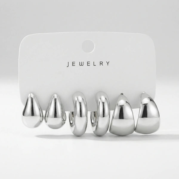 Dropelle - Chunky Hoop And Waterdrop Earring Set Aya5789202