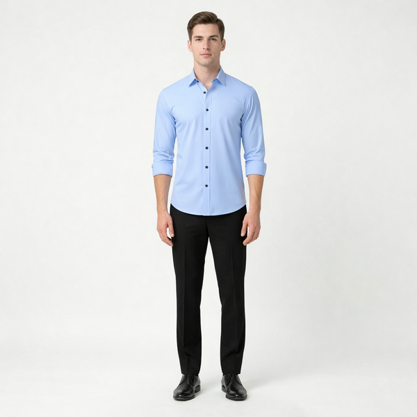 Flexaro - Wrinkle-Resistant Stretch Dress Shirt Light Blue