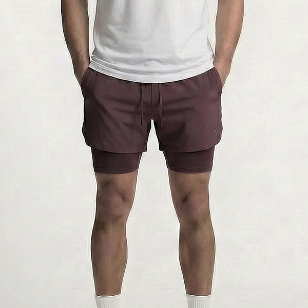 Flexrun - 2-In-1 Men's Athletic Shorts Gray