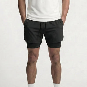 Flexrun - 2-In-1 Men's Athletic Shorts Red