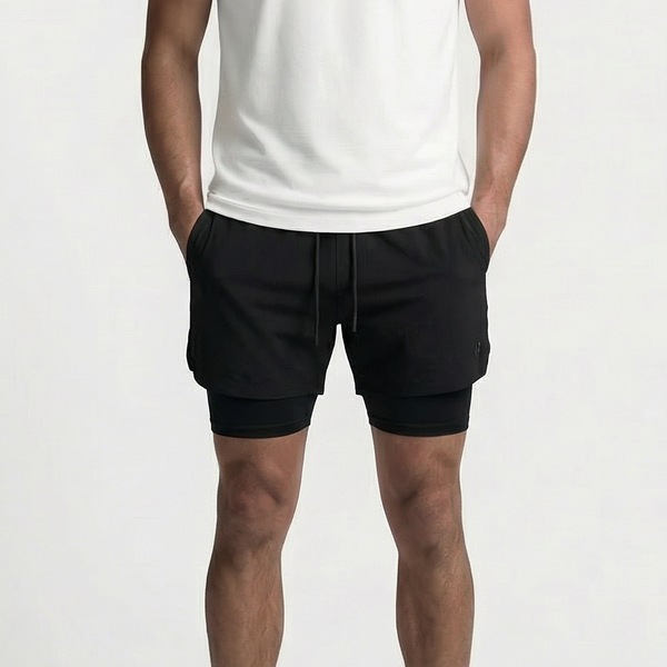 Flexrun - 2-In-1 Men's Athletic Shorts Black