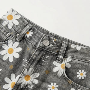 Florava - Wide-Leg Floral Print Baggy Pants