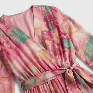 Floravia - Long-Sleeve Floral Wrap Maxi Dress