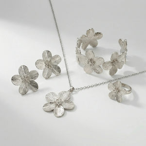 Florenza - 5-Piece Floral Motif Jewelry Set Silver