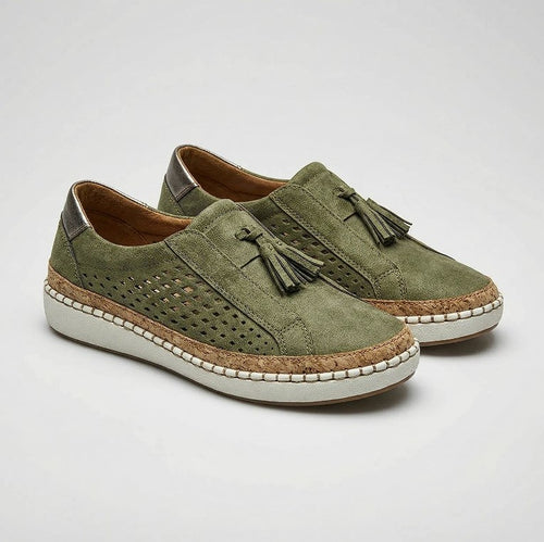 Flovrex - Slip-On Flat Sneaker With Tassel Detail Green