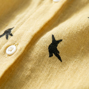 Flyrella - Button-Down Bird Print Blouse