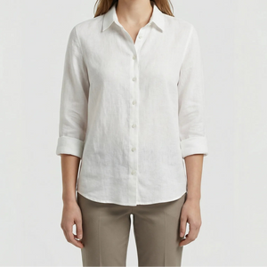 Flyrella - Button-Down Bird Print Blouse White