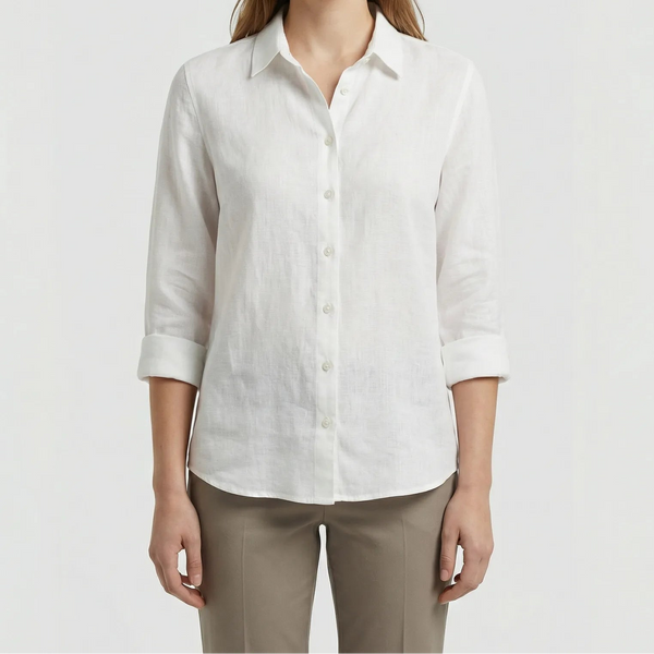 Flyrella - Button-Down Bird Print Blouse White