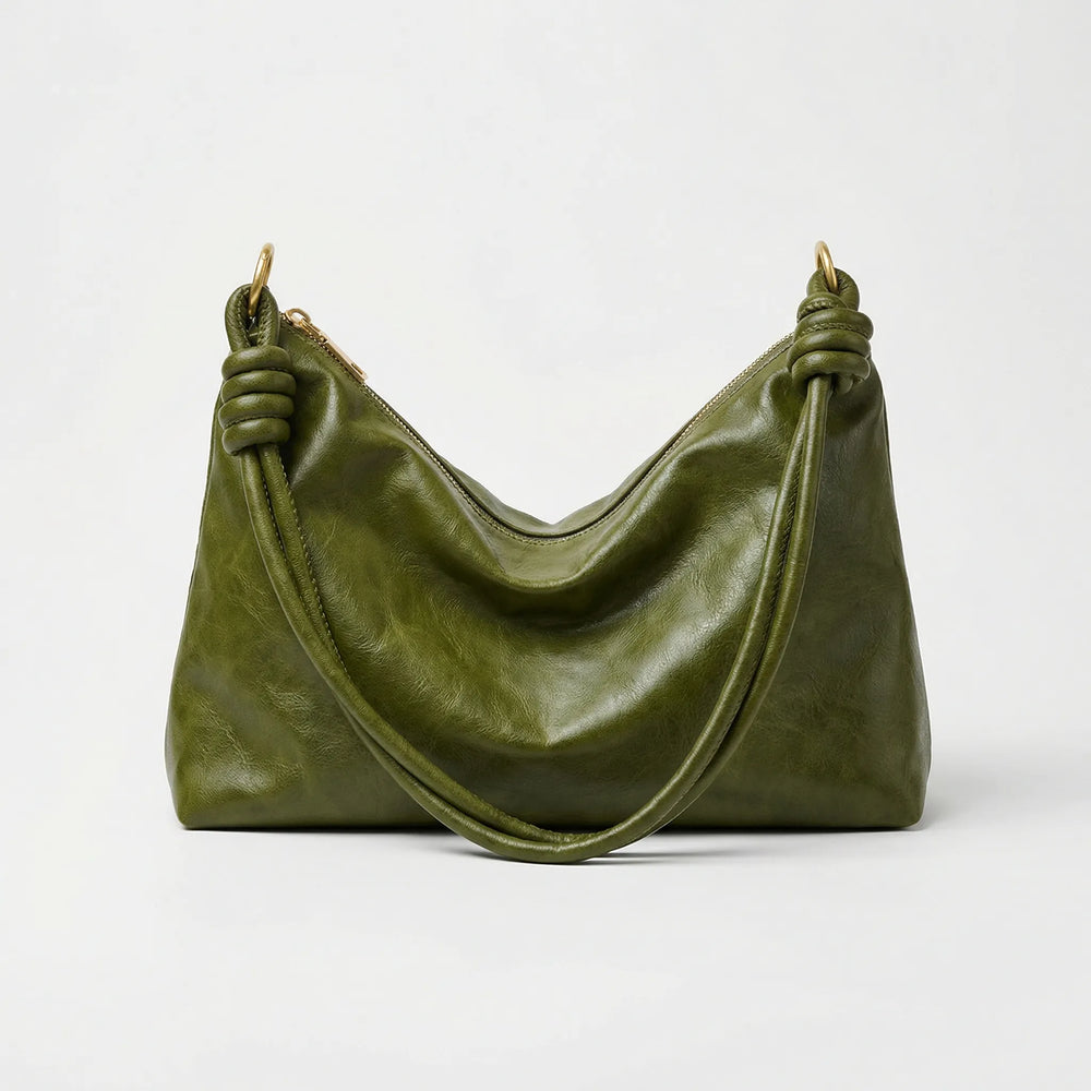 Geometra - Geometric Wide-Strap Single Shoulder Bag Green S