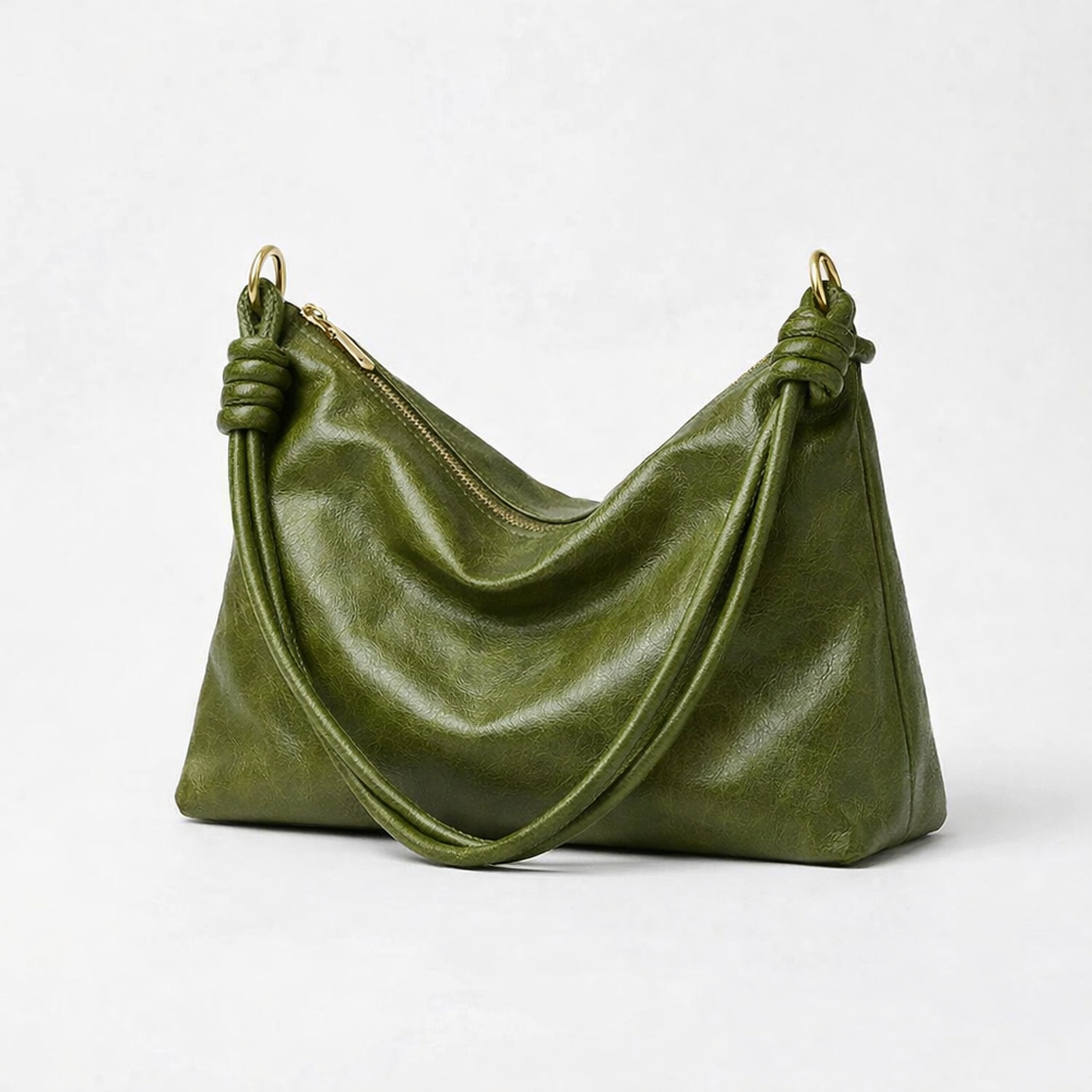 Geometra - Geometric Wide-Strap Single Shoulder Bag Green S