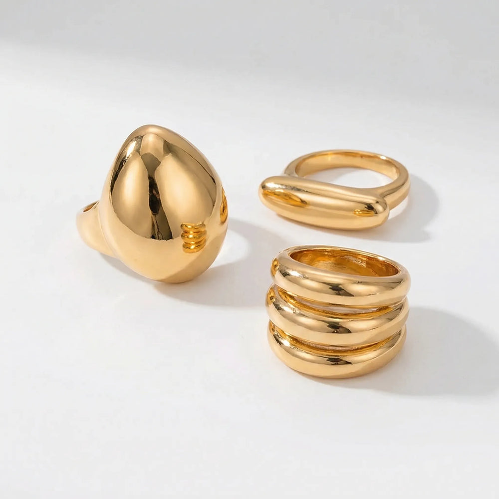 Geometrik - Adjustable Open Geometric Ring Set