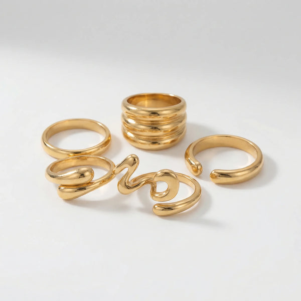 Geometrik - Adjustable Open Geometric Ring Set B