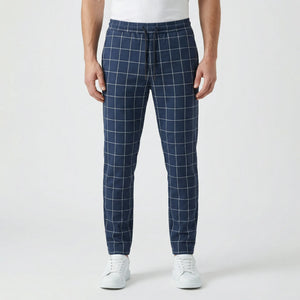 Griddex - Plaid Print Jogger Pants For Men Blue