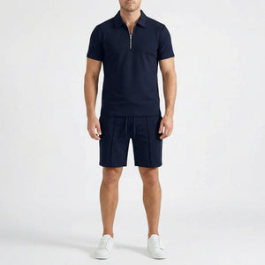 Havven - Coordinated Polo And Shorts Set Dark Blue
