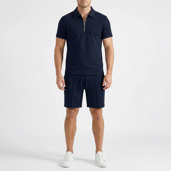 Havven - Coordinated Polo And Shorts Set Dark Blue
