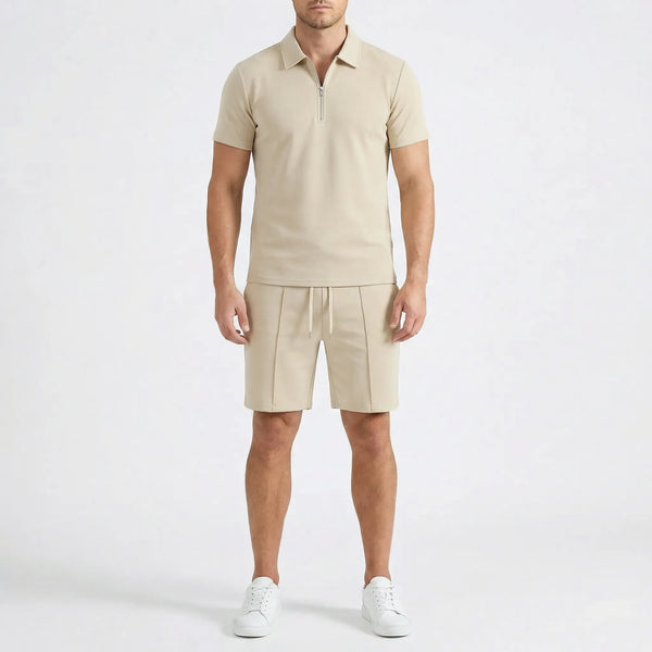 Havven - Coordinated Polo And Shorts Set Beige