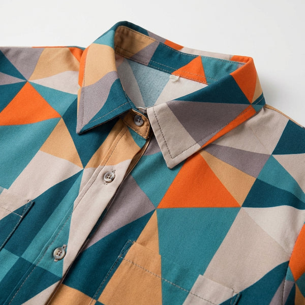 Hazella - Geometric Print Button-Down Blouse