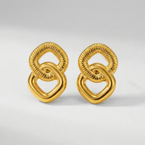 Knotara - Glossy Gold-Tone Knot Stud Earrings Gold 2