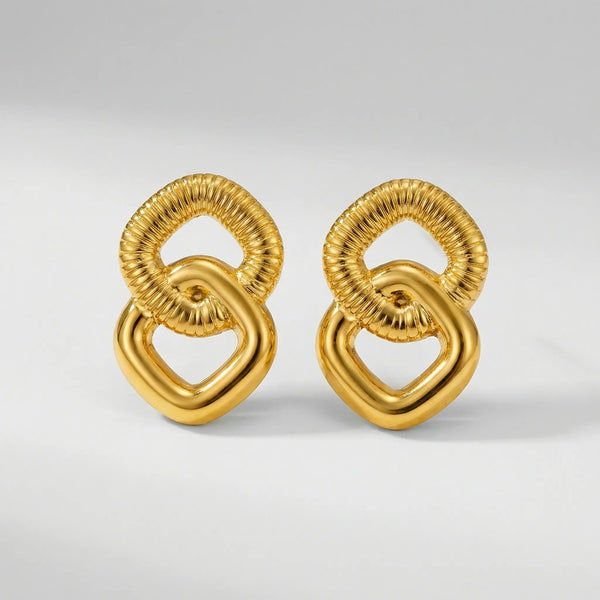 Knotara - Glossy Gold-Tone Knot Stud Earrings Gold 2