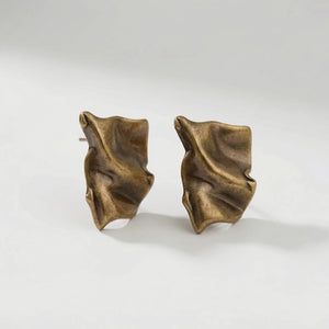 Knotara - Glossy Gold-Tone Knot Stud Earrings Bronze