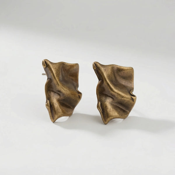 Knotara - Glossy Gold-Tone Knot Stud Earrings Bronze