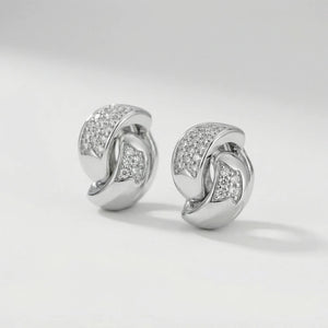 Knotara - Glossy Gold-Tone Knot Stud Earrings Silver 3