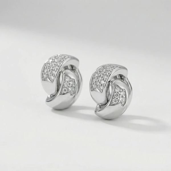 Knotara - Glossy Gold-Tone Knot Stud Earrings Silver 3