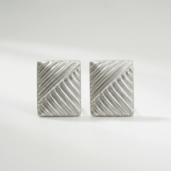 Knotara - Glossy Gold-Tone Knot Stud Earrings Silver 5