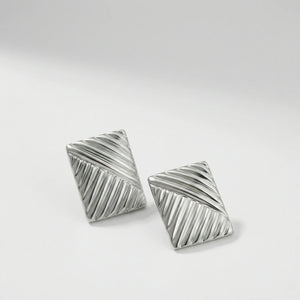 Knotara - Glossy Gold-Tone Knot Stud Earrings Silver 6