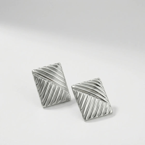 Knotara - Glossy Gold-Tone Knot Stud Earrings Silver 6