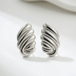Knotara - Glossy Gold-Tone Knot Stud Earrings Silver 7