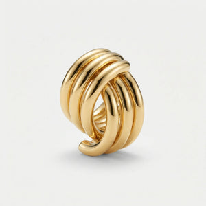 Knotara - Glossy Gold-Tone Knot Stud Earrings