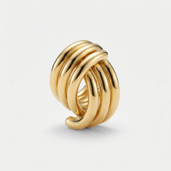 Knotara - Glossy Gold-Tone Knot Stud Earrings