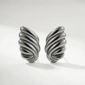 Knotara - Glossy Gold-Tone Knot Stud Earrings Silver 8