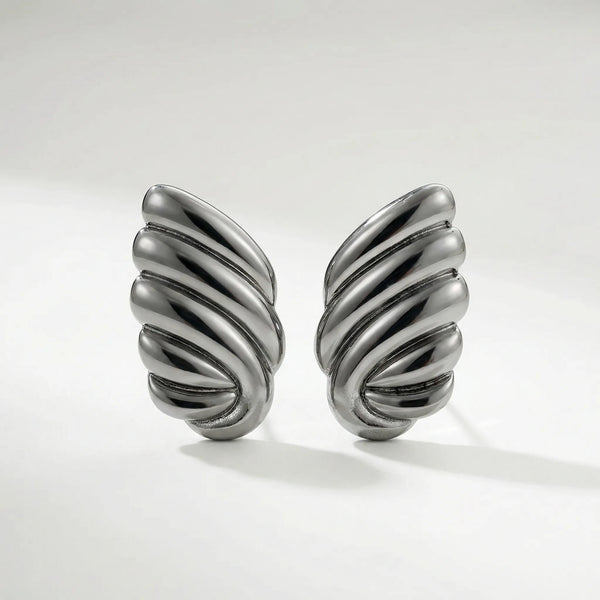 Knotara - Glossy Gold-Tone Knot Stud Earrings Silver 8