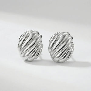 Knotara - Glossy Gold-Tone Knot Stud Earrings Silver 10