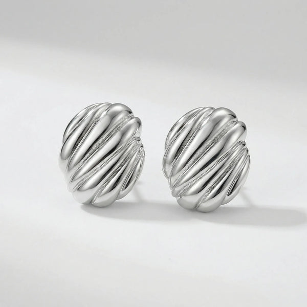 Knotara - Glossy Gold-Tone Knot Stud Earrings Silver 10