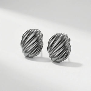 Knotara - Glossy Gold-Tone Knot Stud Earrings Silver 11
