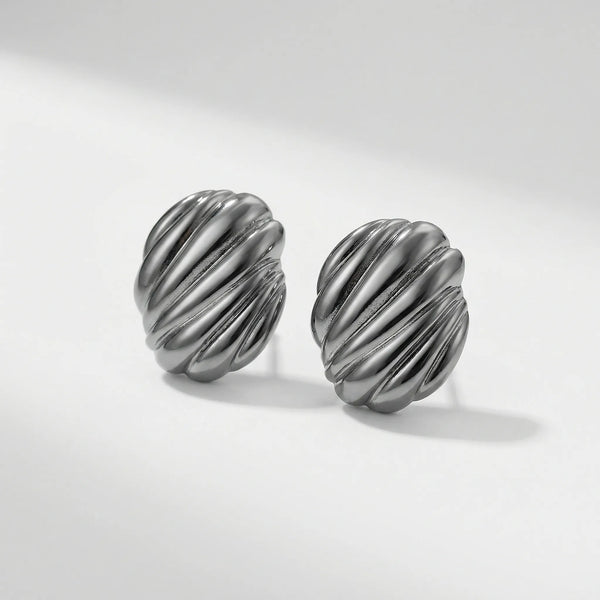 Knotara - Glossy Gold-Tone Knot Stud Earrings Silver 11