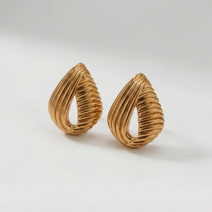 Knotara - Glossy Gold-Tone Knot Stud Earrings Bronze 1